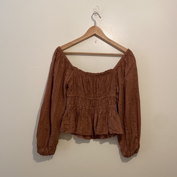 J. Crew Brown Blouse with Ruffle Detail. Size Xs. Style BB269 - Picture 3 of 7